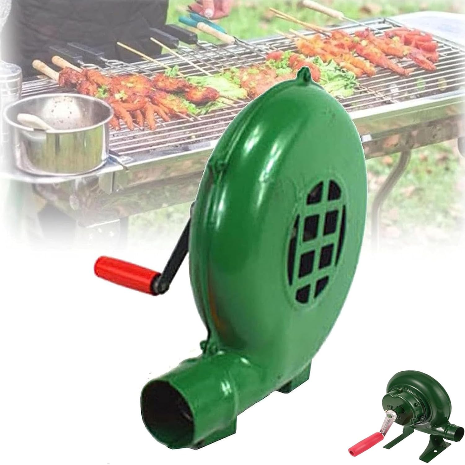 Hand Crank Blacksmith Forge Blower Manual Fan Portable Grill Fire Starter Flame Exciter For Outdoor Cooking Manual BBQ Air Blower With Hand Crank Tool(Size:350W,Color:One Color)