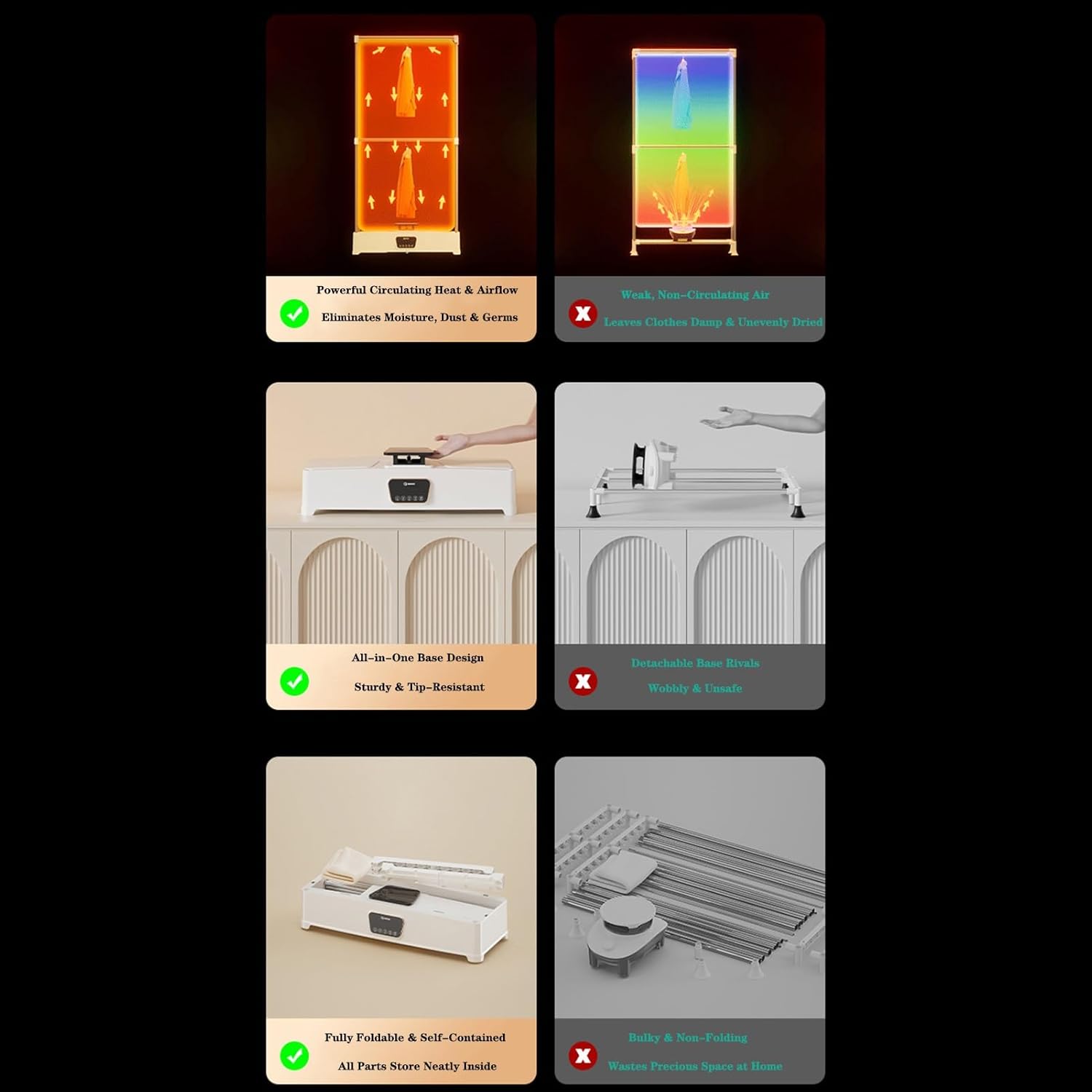 1000W Smart Clothes Dryer,Automatic Steam Iron & Travel Clothes Dryer,Uniform 360° Hot-Air Drying With Steam Smoothing,Great for Maintaining Fresh,Clothing Anywhere