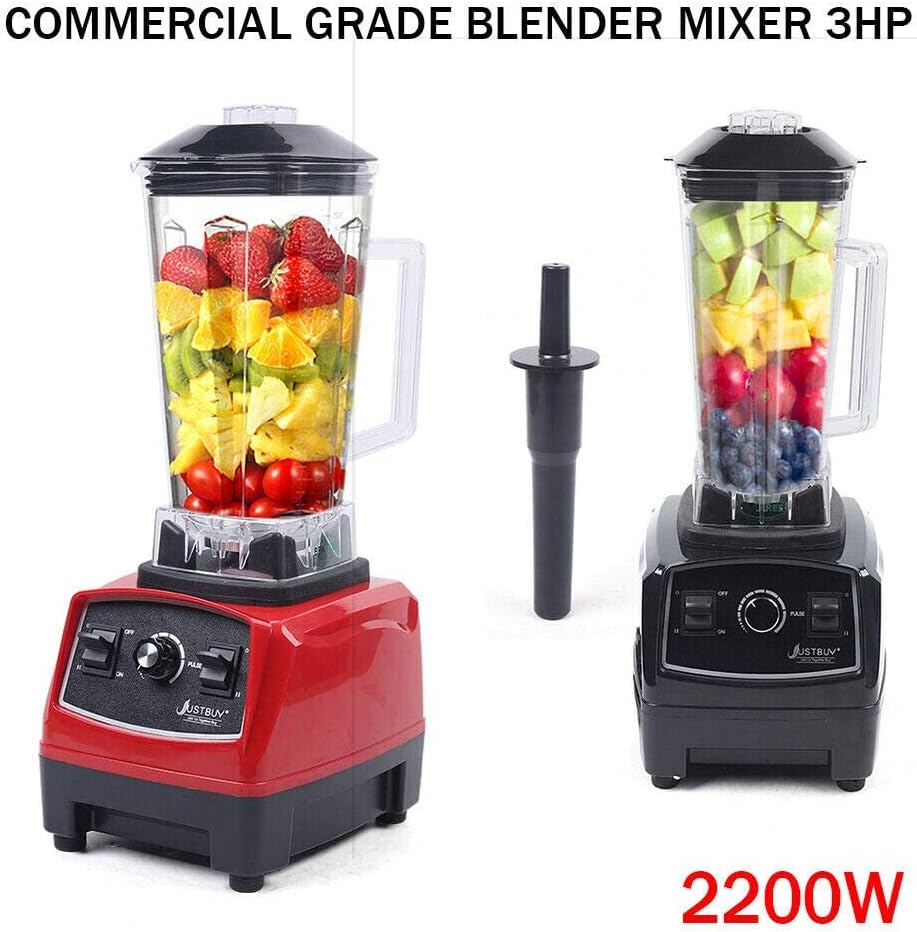 Smoothie Machine, Commercial Blender Multi-Function Blender Ultra-High Speed Operation with High-Grade Transparent Plastic Container, 2L, Red (Black)
