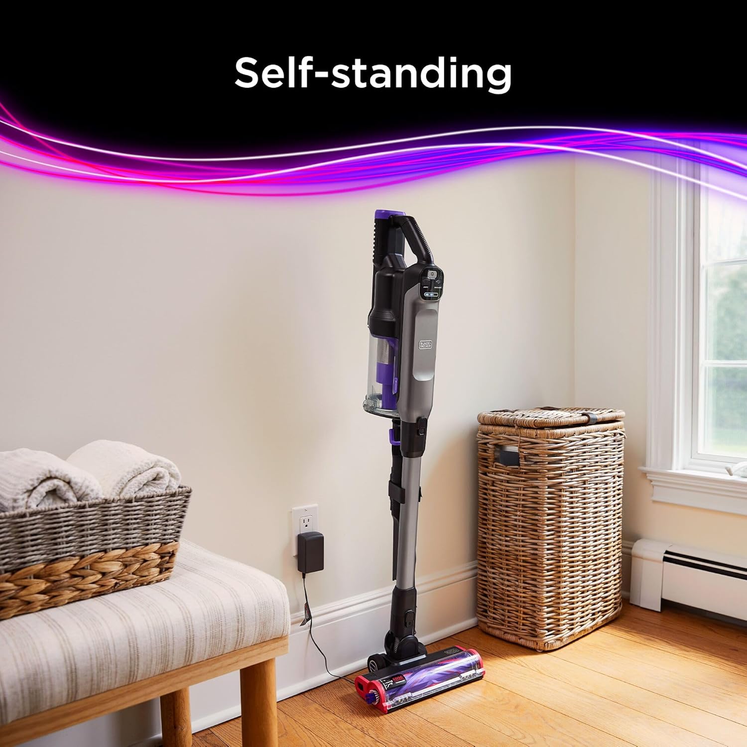 BLACK+DECKER Cordless Vacuum, Stick Vacuum Cordless for Hardwood Floor and Carpet, LED Floor Lights, Bagless, Lightweight Portable, Removable Floorhead, SUMMITSERIES (BHFEA640WG)