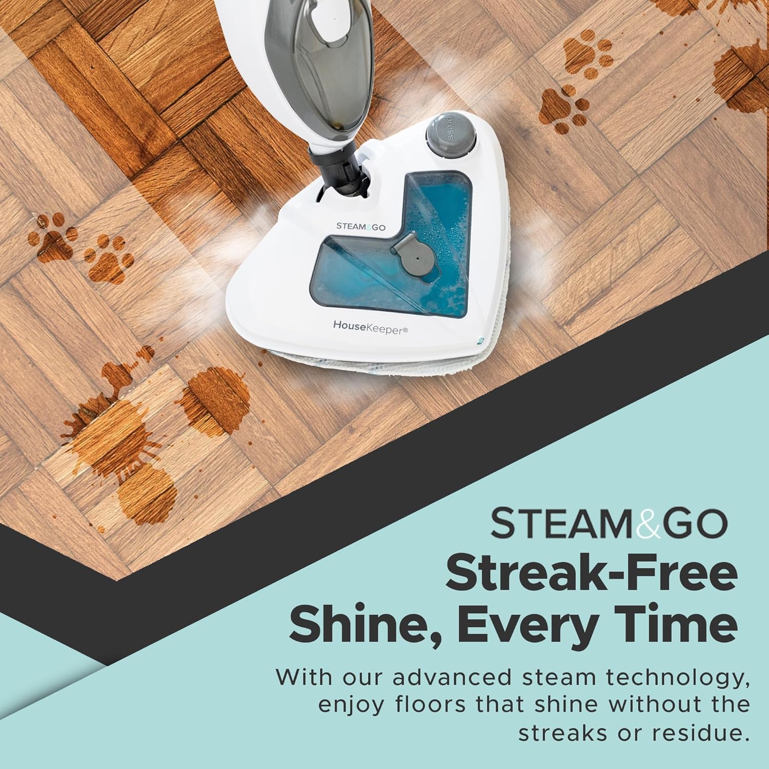 Steam and Go Steam Mop with Detachable Handle - 10-in-1 Chemical-Free Multi-Surface Steamer for Hardwood, Tile, Grout, Upholstery & Furniture