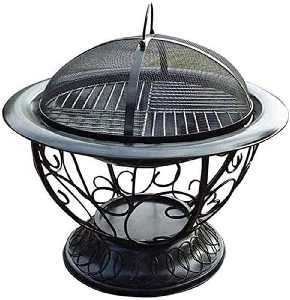 BBQ Grill Outdoor Fire Pits Outdoor Wood Burning Outdoor Grill Stove Brazier,Housewares Fire Pit Outdoor Garden Patio Heater Brazier Basket for Wood, Charcoal with Cover BBQ Cooking for