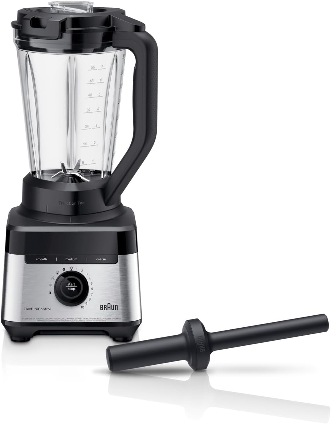 Braun TriForce Power Blender - Powerful 1200 Watt Countertop Blender with 10 Manual Speeds, 3 Texture & 3 Food Settings, Stainless Steel Blades for Effortless Emulsifying, for Smoothies, Purees & More