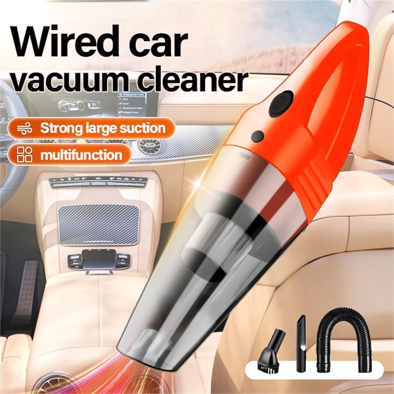 The car Portable Vacuum Cleaner can Absorb All Kinds of Garbage Such as dust and Food residues in The Gaps in The car(Orange)