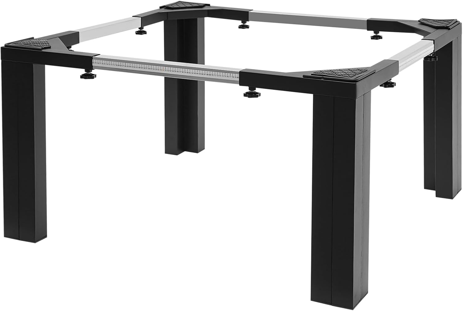 Stainless Steel Washing Machine Stand, Length and Width Adjustable Laundry Pedestal, 1200Lbs Capacity Washer and Dryer Pedestal for Bathrooms, Laundry Rooms (Black, 16'' H)