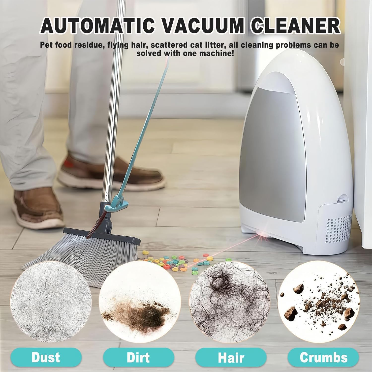 Stationary Touchless Vacuum Cleaner, 1000w Hair Salon Vacuum Cleaner with 3.6l Dust Box, Corded Canister Vacuum Cleaner, for Sweeping Pet Hair White