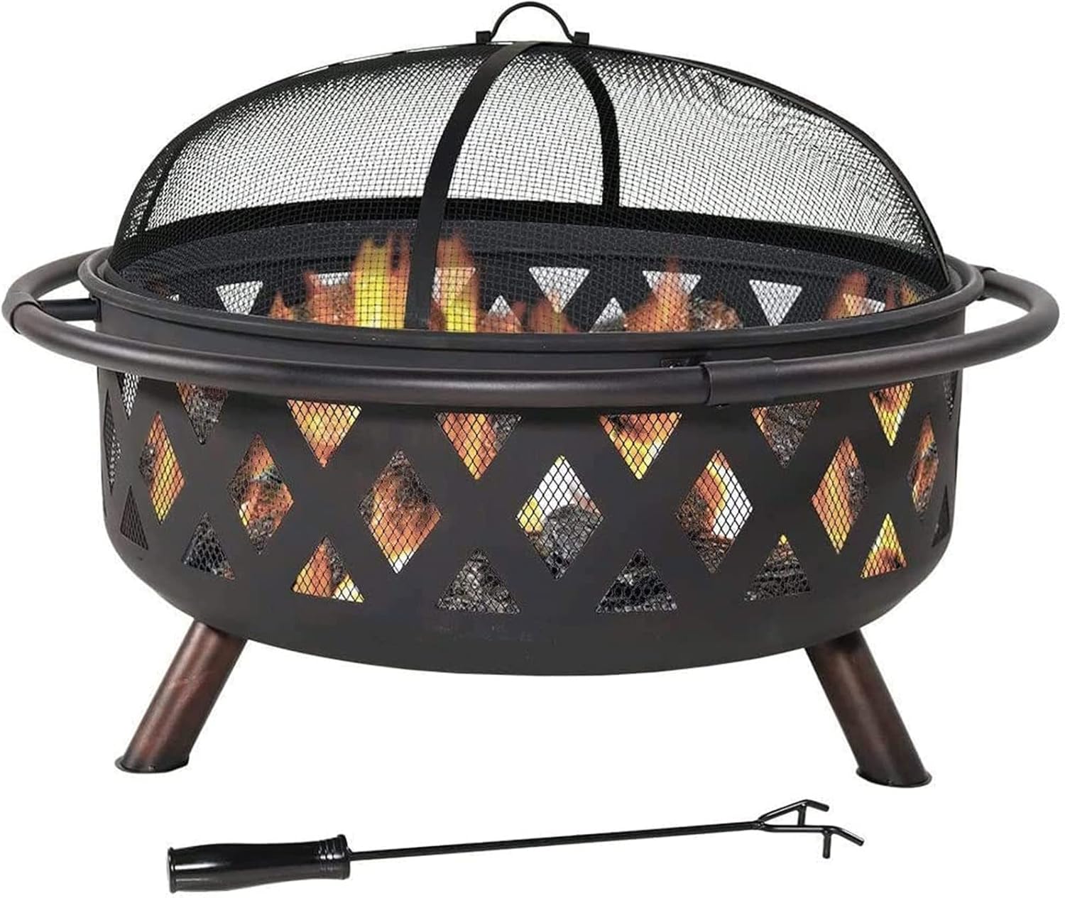 Outdoor Brazier Garden Fire Pits 36 Inch Metal Brazier Large Bonfire Wood Burning Patio Backyard Firepit Outdoor Fire Pits with Fireplace Cover for Camping Bonfire