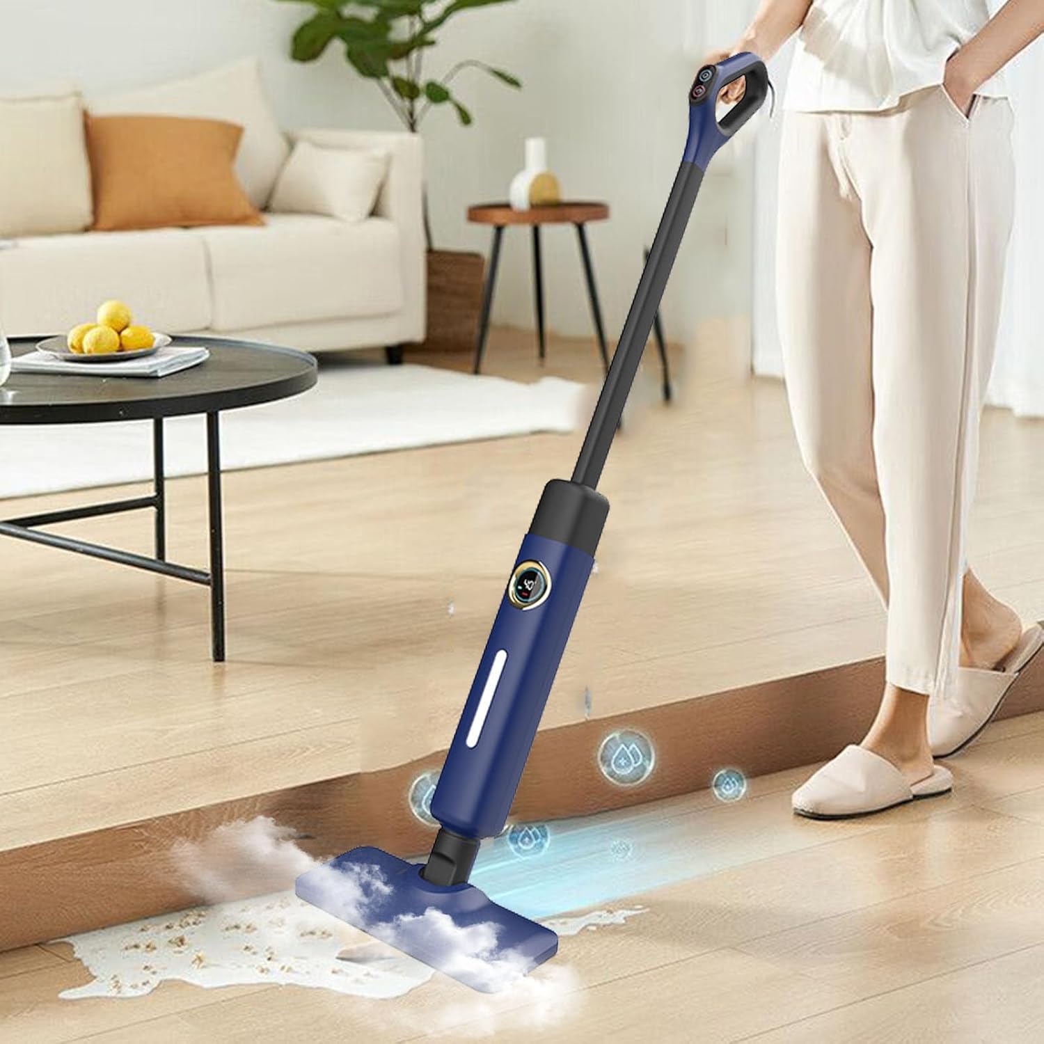 Steam Mop, Hardwood Floor Steamer 500ml 1200w Handheld Steam Cleaner Steam Cleaner With 2 Steam Modes,15s Fast Heat-Up For Carpet Tile Flooring Marble Cleaning, Whole Home Use,Blue