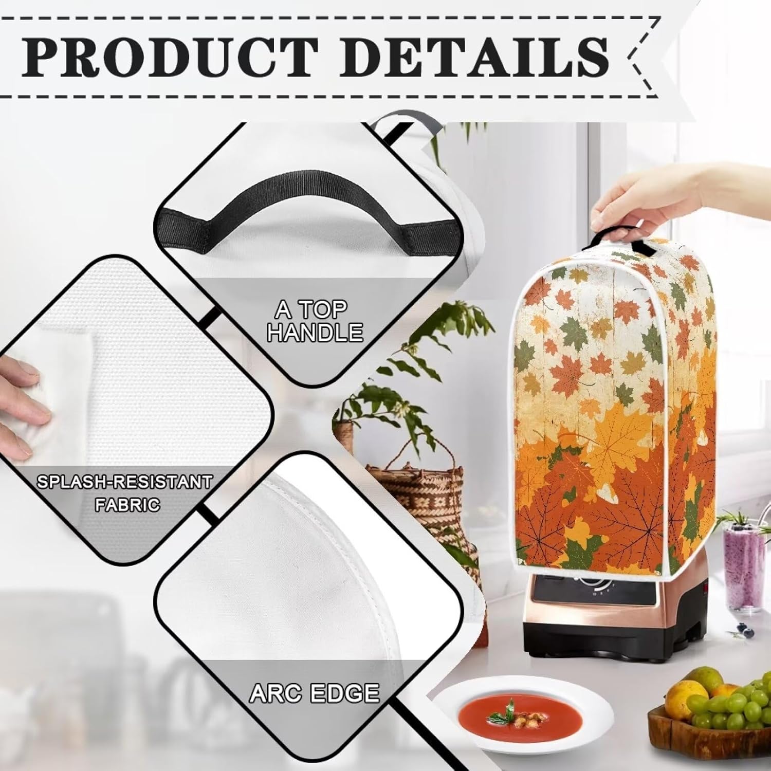 DISNIMO Fall Maple Leaves Mixer Blender Cover Kitchen Appliance Cover Anti Fingerprint Keep Clean Dust Proof Fitted Stain Resistant for Household