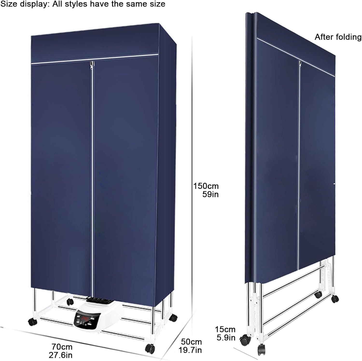 Electric Portable Clothes Dryer,2000W Large Capacity 1/2-Tier Heated Clothes Airer with Cover,Foldable with Overheat Protection,Electric Clothes Drying for Apartments,Families,Dormitories Style-3