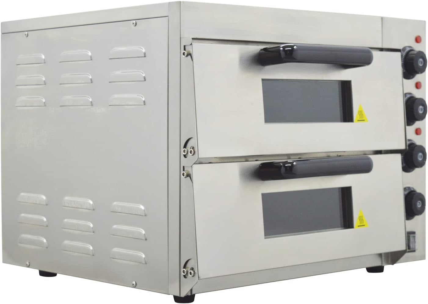 TECHTONGDA Commercial Pizza Oven Convection Oven with Pizza Stone 3KW Double-deck Electric Commercial Pizza Oven Bread Machine with 3 Thermostats