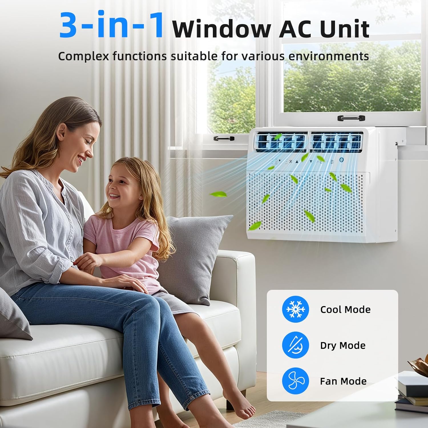 Antarctic Star 10,000 BTU U-Shaped Air Conditioner Window Unit with Full Window View, Ultra Quiet Window Air Conditioner Cools up to 450 Sq.ft, Energy Saving Window AC Units, Easy to install, White