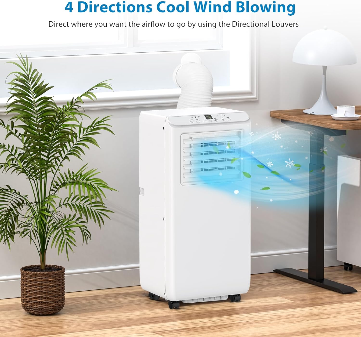 Acekool 8,000Btus Portable Air Conditioner AC Unit 3-in-1 Air Conditioners w/Dehumidifier & Fan Modes Auto Evaporation for Home up to 350 sq. ft. Complete Window Mount Exhaust Kit, 24H Timer, White