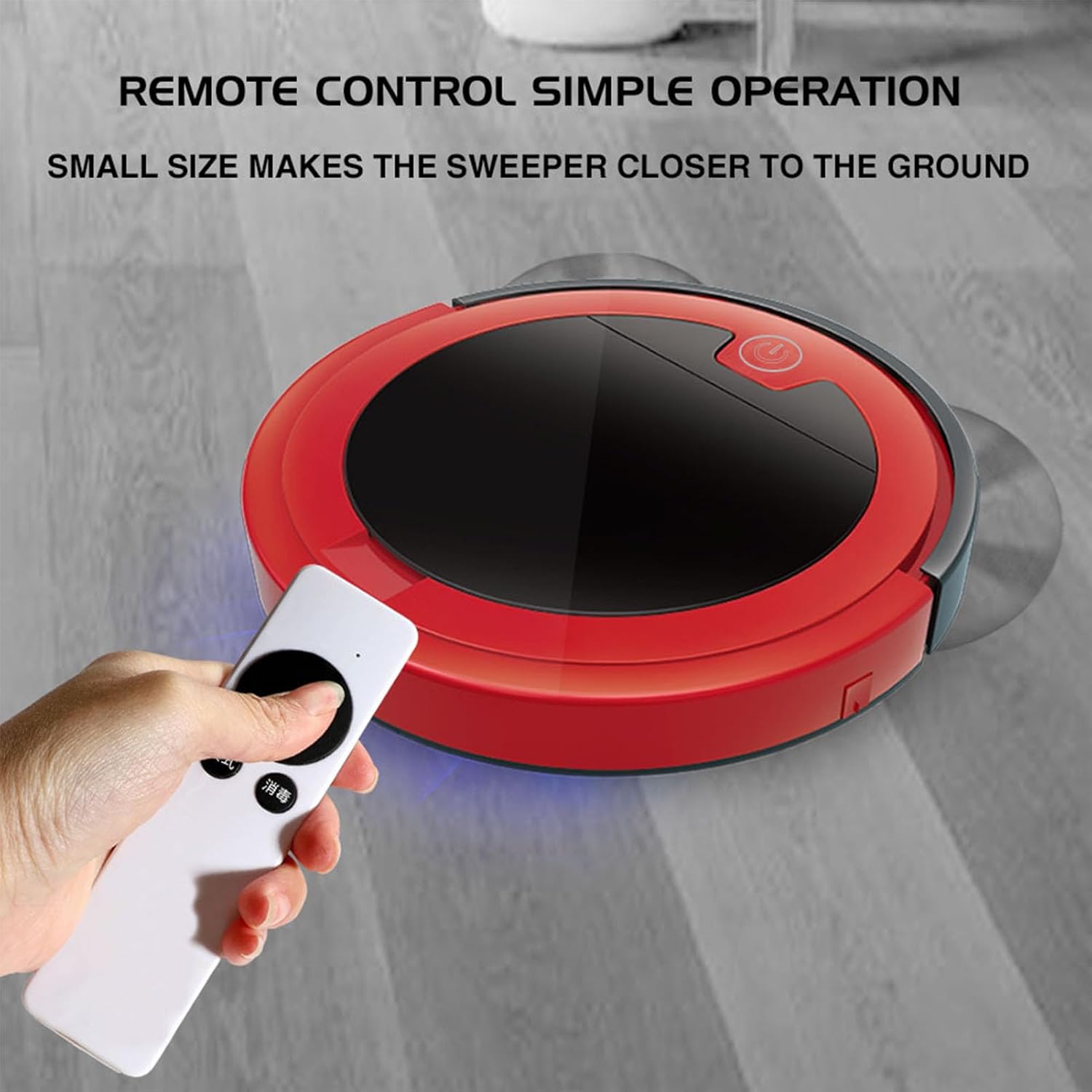 Smart Sweeping Robot Vacuum Mop 2 in 1 USB Rechargeable Strong Suction for Home Quiet Cleaning (Red)