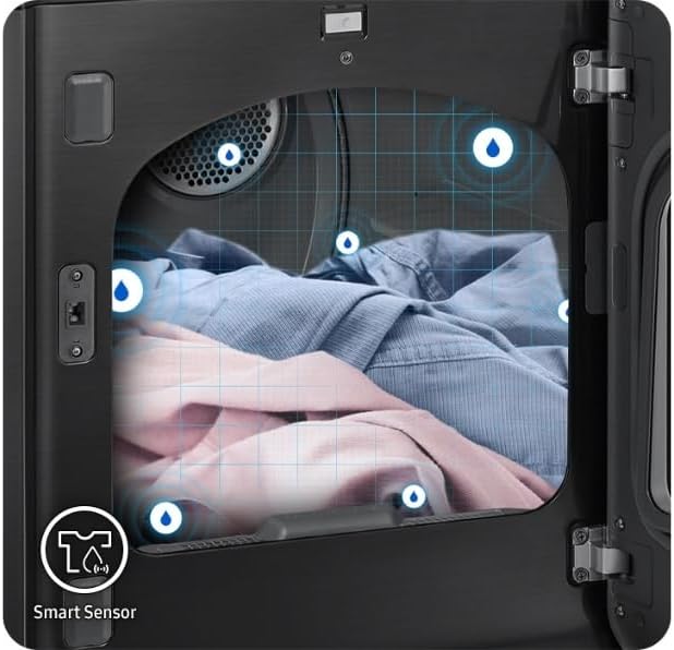 Samsung Smart 4.7 Cu Ft Top Load Washer & 7.4 Cu Ft Electric Dryer, Sensor Stops Overdrying, Low Vibration Quiet Wash, WaterJet w/Power Cords, Hoses, Vent Duct, 1 Year CPS Protection Bundle (Black)