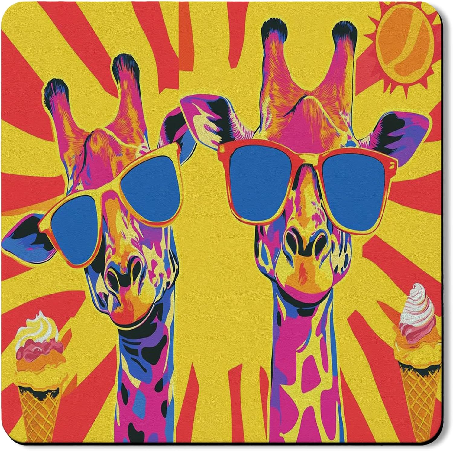 Vibrant Giraffe Washer Dryer Top Protector Mat, Colorful Pop Art Laundry Machine Dust Covers, Fun Summer Rubber Anti-slip Waterproof Mats for Laundry Room 24x24 Inch
