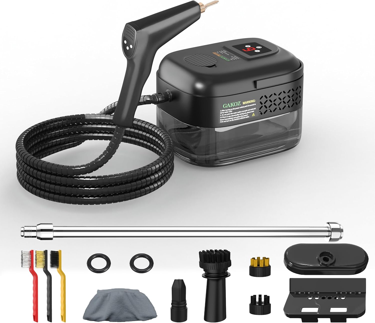 Handheld Steam Cleaner with Accessories Kit, Multi-Purpose Portable Steamer for Kitchen Bathroom Carpet (black)