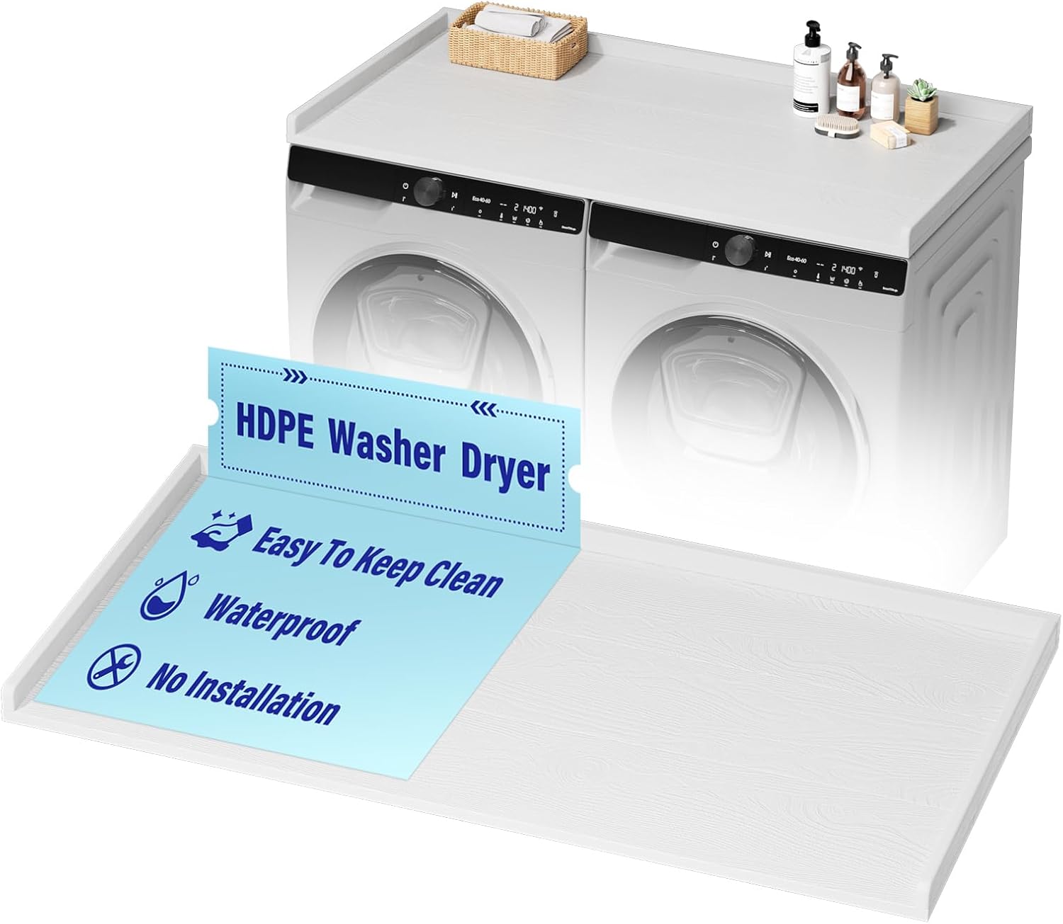 LEBENGURU No-Installation HDPE Washer Dryer Countertop - 54.2