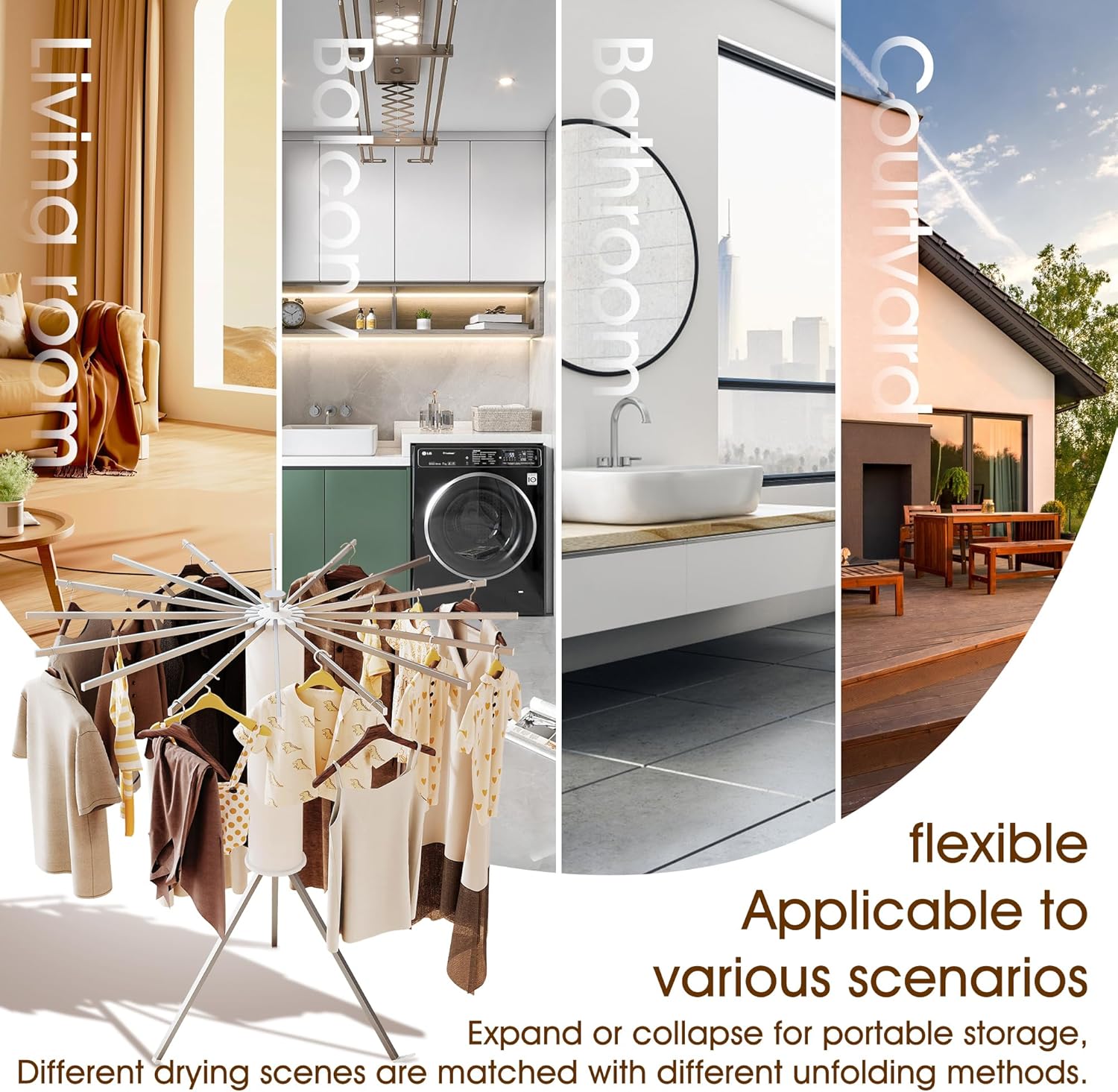 Tripod Clothes Drying Rack,Drying Rack Clothing Foldable,(16 Aluminium Poles),Standing Dry Racks,Laundry Drying Rack,Clothes Hanger Rack,Laundry Rack Folding,Collapsible,Retractable