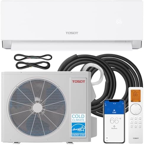 TOSOT 18,000 BTU 24.5 SEER2, Energy Star Mini-Split Air Conditioner and Heating, WiFi-Enabled Ductless Inverter AC Unit, Supports ERV System Add-On, 208-230V, Aoraki Series, White