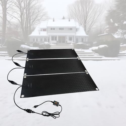 Snow Melting Mat for Stairs and Walkways - Thickened Non-Slip Rubber Heated Mat with Power Cord for Slip-Proof Snow and Ice Removal, 5pcs-10 * 15in (25.4 * 38.1cm)