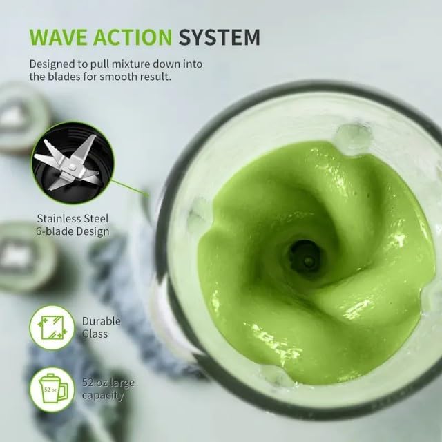 Professional Countertop Blender with Glass Jar, 2 Interchangeable Blades, Variable Speed Control, Silver