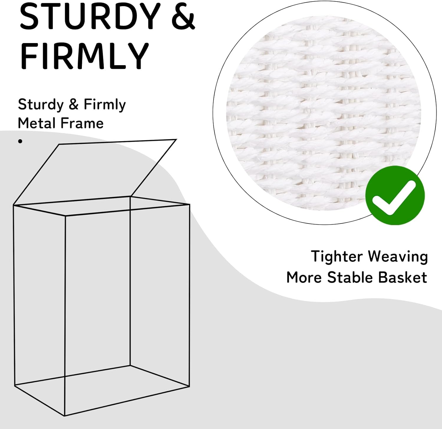 OIAHOMY Laundry Hamper with Lid, 23.8 Gal (90L) Wicker Hamper with Removable Liner Bags, Handwoven Clothes Basket with Handles, Foldable Woven Paper Rope Basket for Laundry Room, Bedroom-White