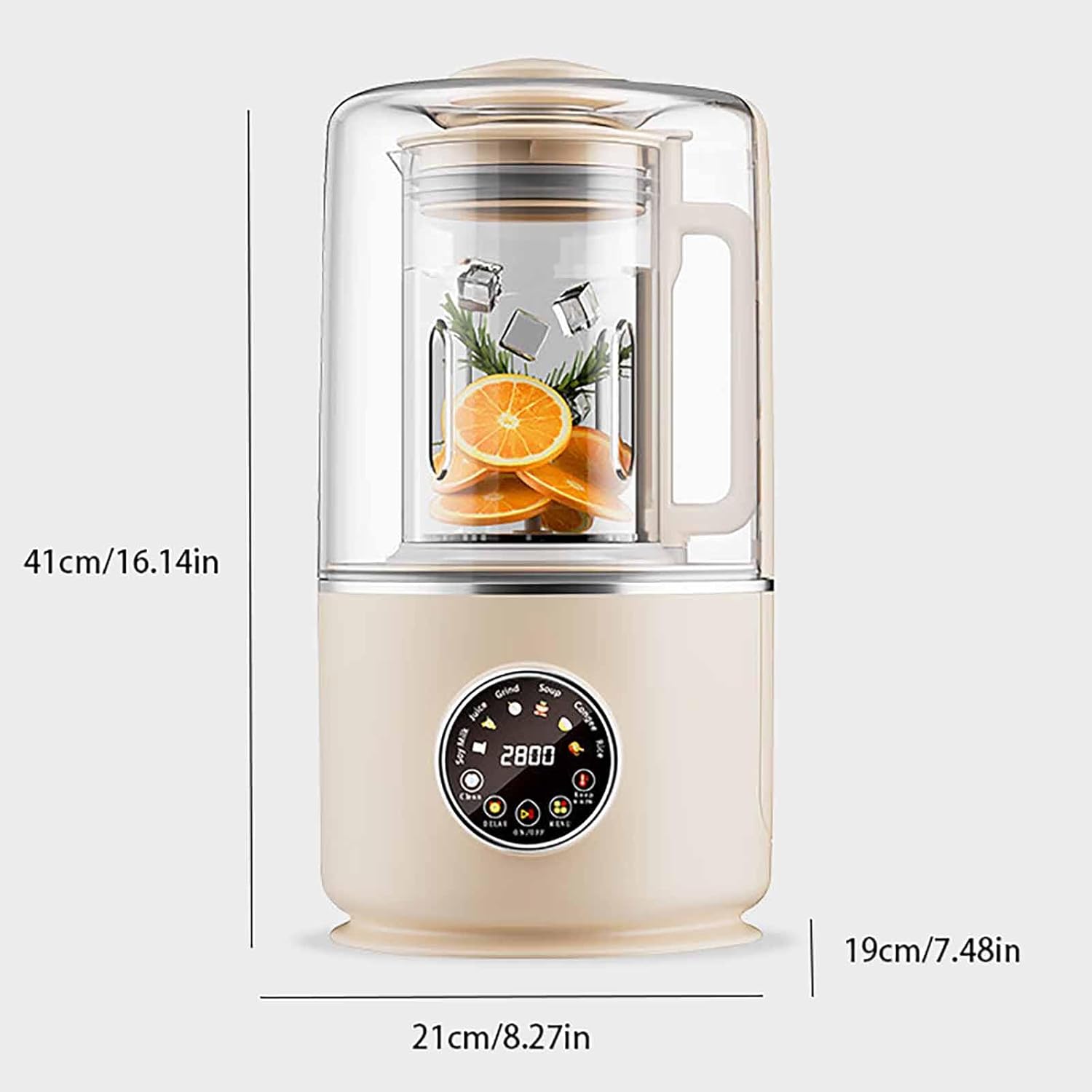 Soundproof Cooking Blender with Hot & Cold Function, 1100ml Filter-Free Soy Milk Maker, 8-Speed Blender with Temperature Control & 12H Preset Timer, White