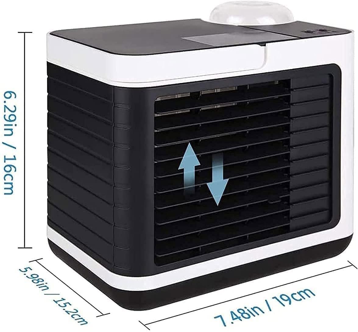 Portable Air Conditioner, Personal Evaporative Cooler & Humidifier, USB Rechargeable Desktop Cooling Fan, for Bedroom,Dorm,Travel (Color : White)
