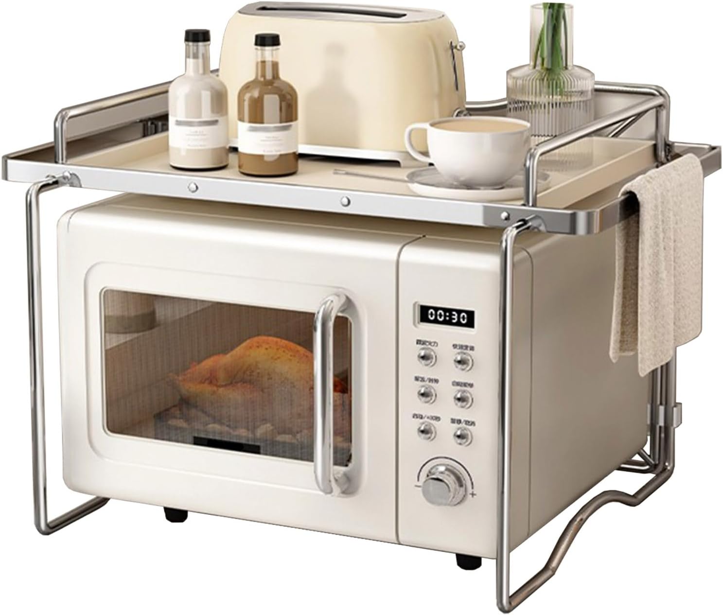 counter shelf,microwave rack, microwave stand,2 Tiers Microwave Oven Rack, Kitchen Unit Storage, Baker Shelf for Tabletop Countertop, Home Office Desktop Shelf Free Standing Metal Frame ( Color : M ,