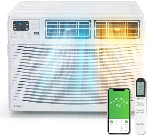 ROVSUN 23200 BTU Window Air Conditioner with Heat, Window AC Unit & Heater Combo with APP & Voice Smart Control, Timer Function & Easy Installation Kit, Work with Alexa/Google Assistant, 208/230V