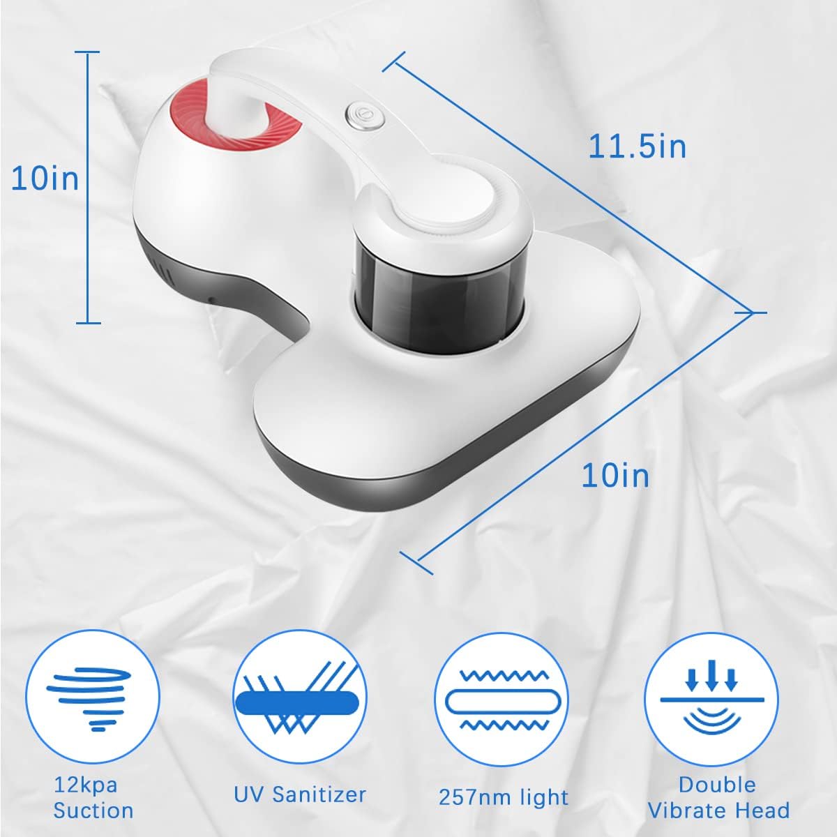 Mattress Vacuum Cleaner, UV Bed Vacuum Cleaner 12KPa Handheld Vacuum Upgraded Effectively Clean Up Bed, Pillows, Cloth Sofas, Carpets and Ther Fabric Surfaces
