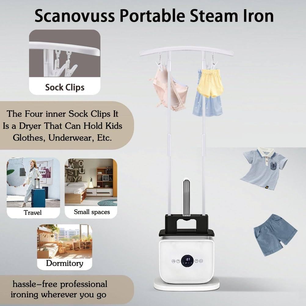 Upgraded Automatic Hot Air Dryer & Iron – 2-in-1 Clothes Dryer and Hands Frees Wrinkle Remover for Shirts & Pants-Gentle on All Fabrics - 8 Minutes Quick Ironed Dry for Shirts, Pants, Jackets & Shoes