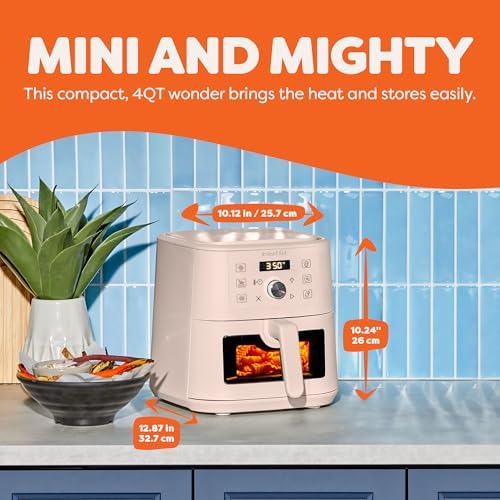 Instant Pot 4Qt VORTEX 6-in-1 Mini Air Fryer, Custom Program Options, Air Fry, Broil, Roast, Dehydrate, Bake, Reheat, Rosewater, 4 Quarts