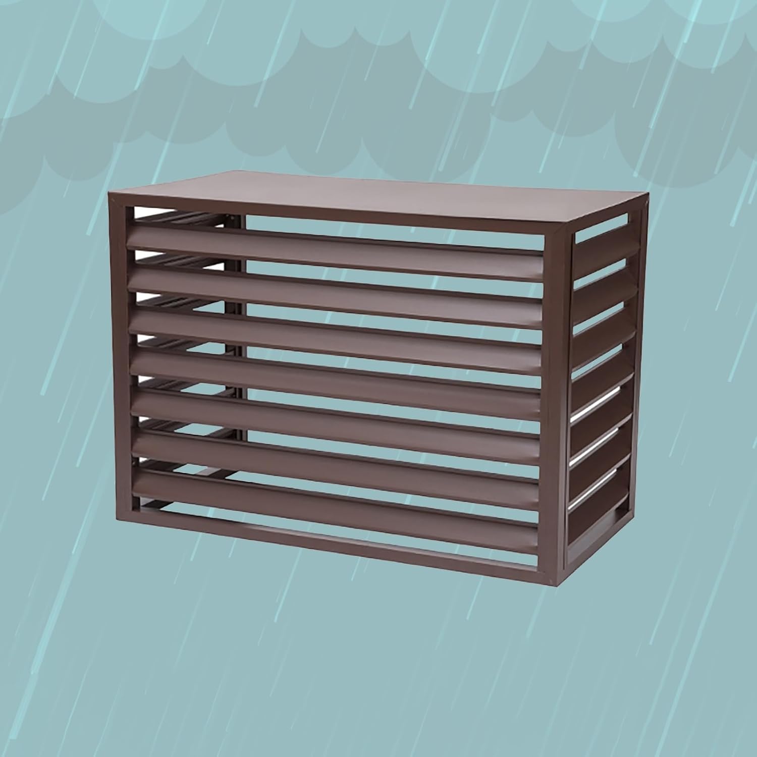 Outdoor Privacy Fence Screen Aluminum Air Conditioner Cover for Outside Units, Window Fence Trash Can Enclosure Flower Stand Decorative Air Conditioning Cover for Patio Lawn (Colo