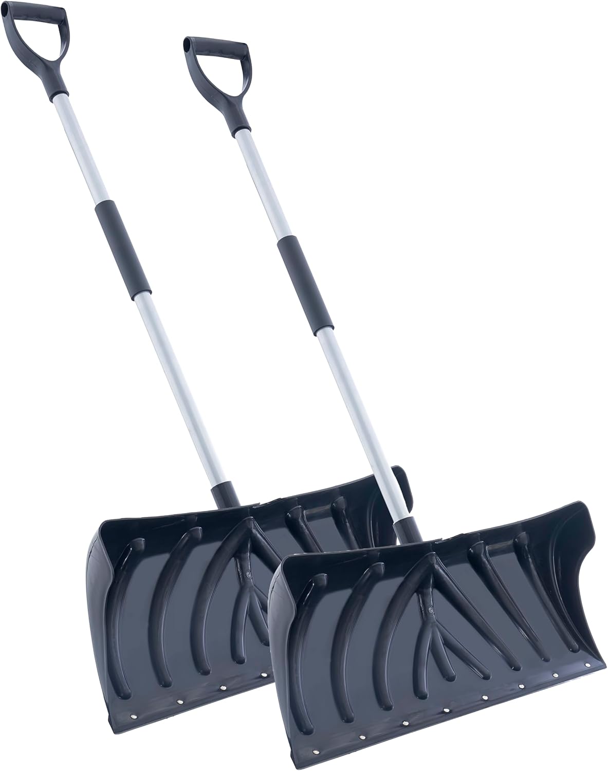 Superio Snow Shovel for Driveway, Stairs, Car Snow Removel Scooper Shovel Snow Pusher Sturdy Heavy Duty Plastic with Wooden Metal Handle (Black Pusher-2)