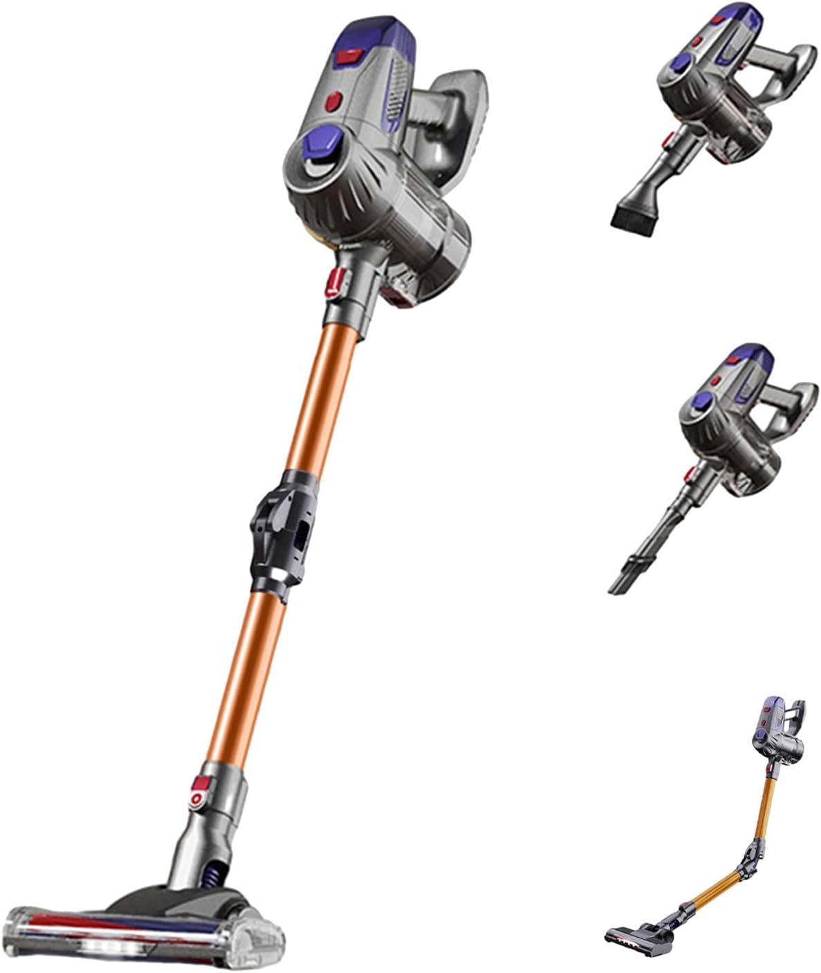 Cordless Vacuum Cleaner, 10Kpa Super Suction Led Stick Vacuum with with 2.2 Ah Battery, 2 Suction Modes, 40 Mins Runtime, Handheld Folding Vacuum for Hard Floor Carpet US Plug