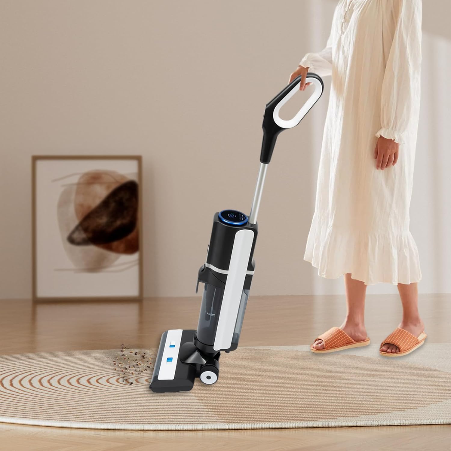 DYRABREST Cordless Vacuum Mop 3 in 1 One-Step Cleaning Wet Dry Vacuum Cleaner Floor Cleaner and Mop Rechargeable Stick Vacuum with Smart Display for Hardwood Floor, Tile and Area Rug