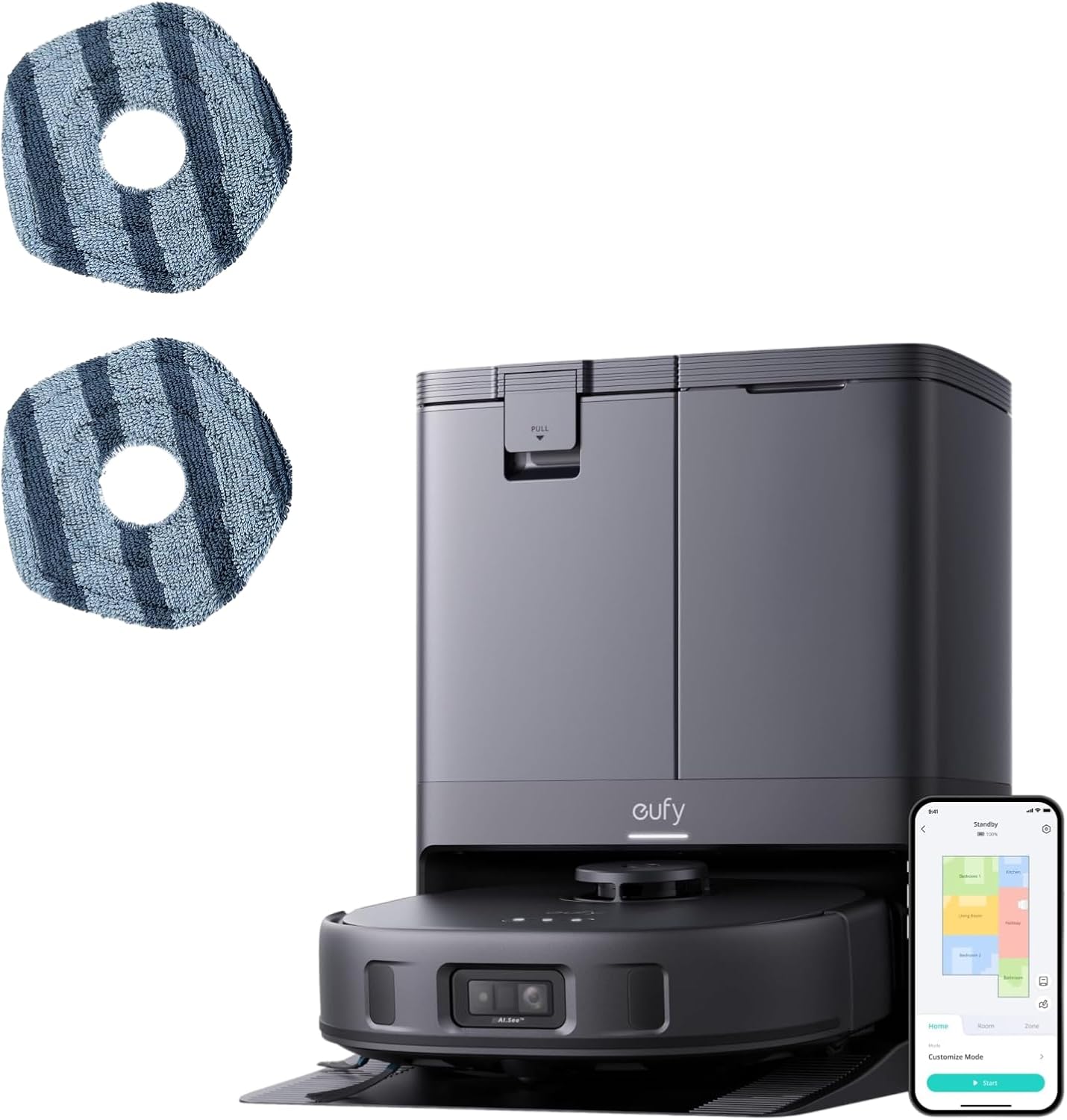 eufy X10 Pro Omni Robot Vacuum + 2 Washable Vacuum Mop Cloths