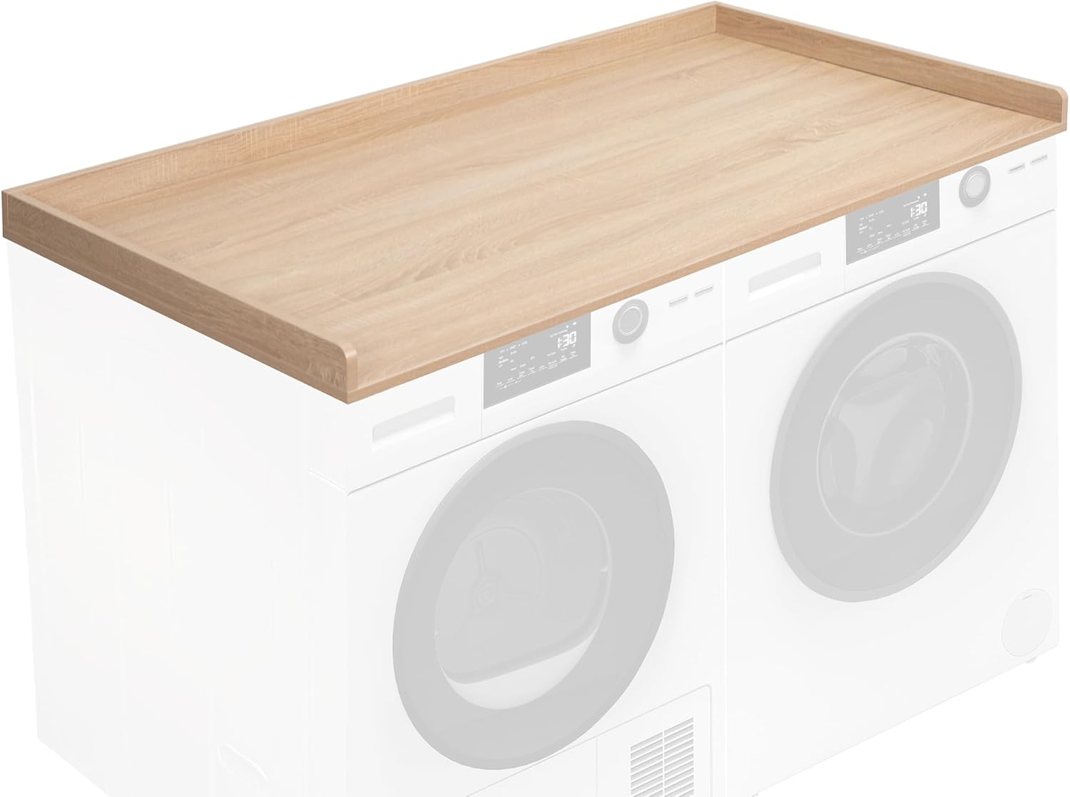 Life Finds 54 inch Washer Dryer Countertop with Safety Ledge for Laundry Room Organization, Light Wood, LF-WDCT1C