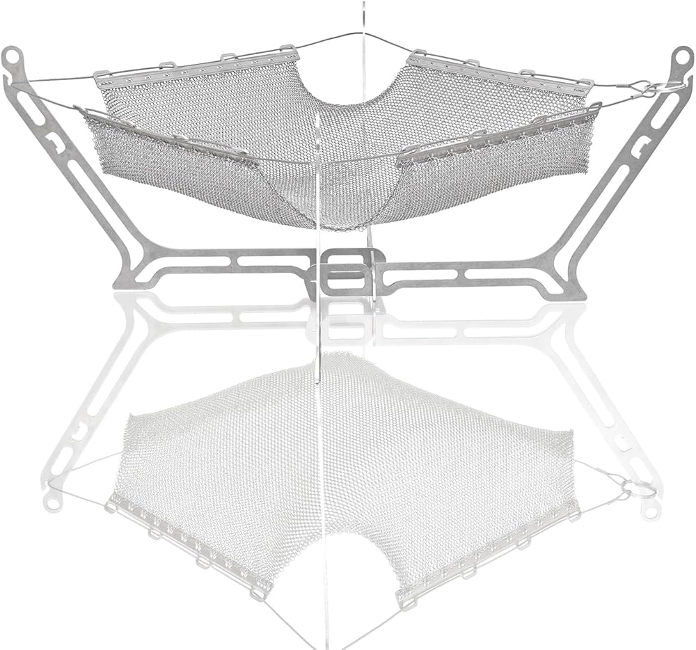 MONORAL MT-0319 Compact Mesh Bonfire Stand, Wireframe Light, 2 (Load Capacity: 6.6 lbs (3 kg), Stainless Steel Mesh Specifications