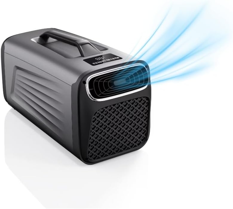 Portable Air Conditioner for Camping Outdoor and Indoor Use, 5200BTU Fast Cooling Capacity for Tent AC，Quiet Air conditoning For Small Rooms，Pet House Black Grey