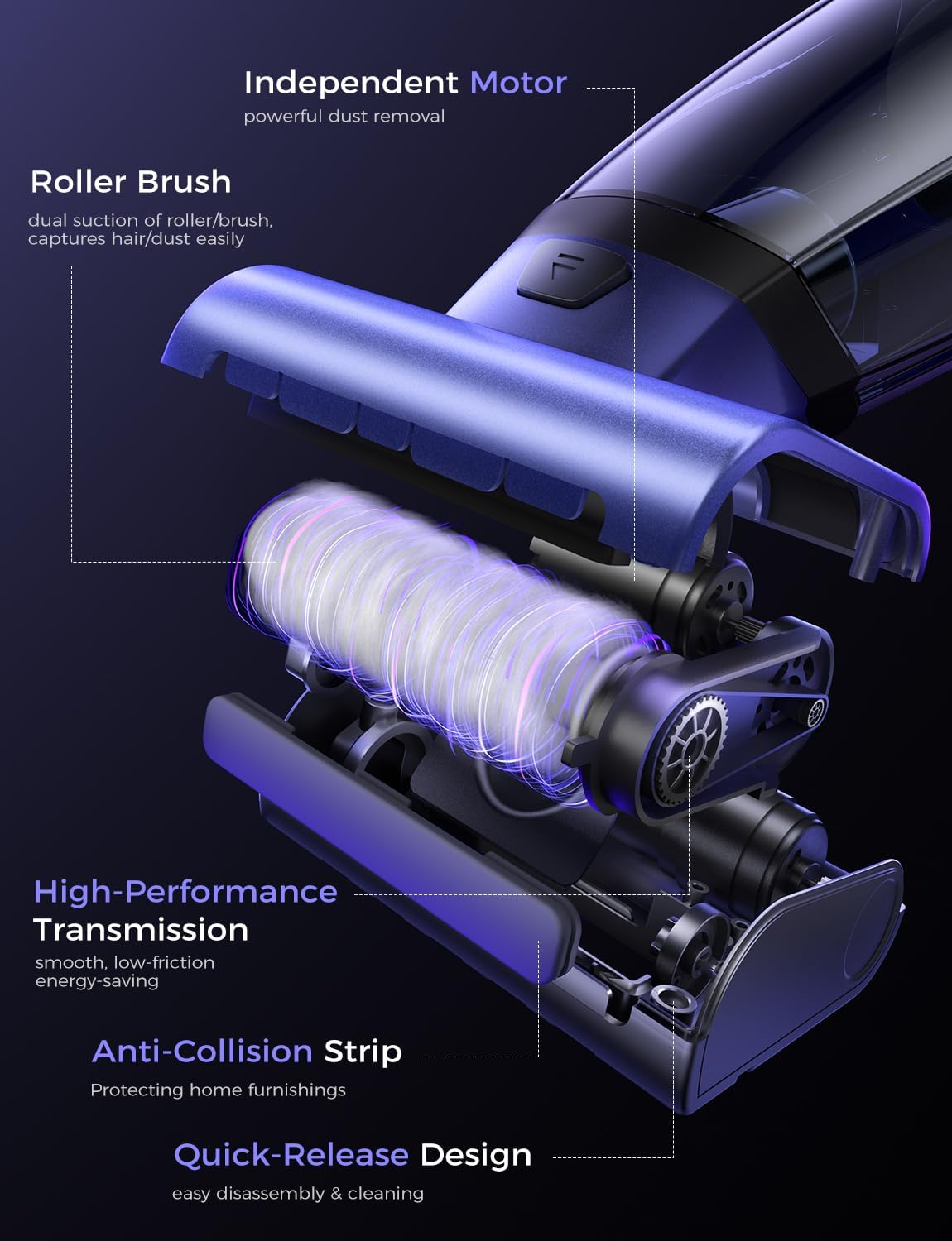 MAGIC JOHN Pet Hair Handheld Vacuum Cordless, 20000PA High Power Car Vacuum with Motorized Brush and LED Light, Rechargeable Hand Held Vacuum Cleaner with Reusable Filter for Car, Home, Office & Pet