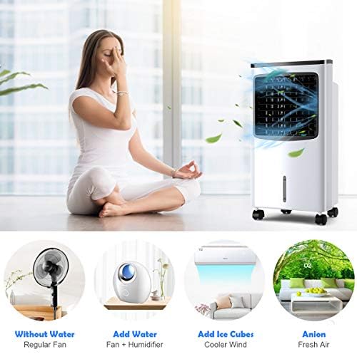 Toolsmepire Portable Air Conditioner Cooler Fan with Remote Control,Evaporative Cooler Air Cooler, 3 Wind Modes,3 Speeds,Air Circulator Humidifier Misting Fan for Home Office Bedroom