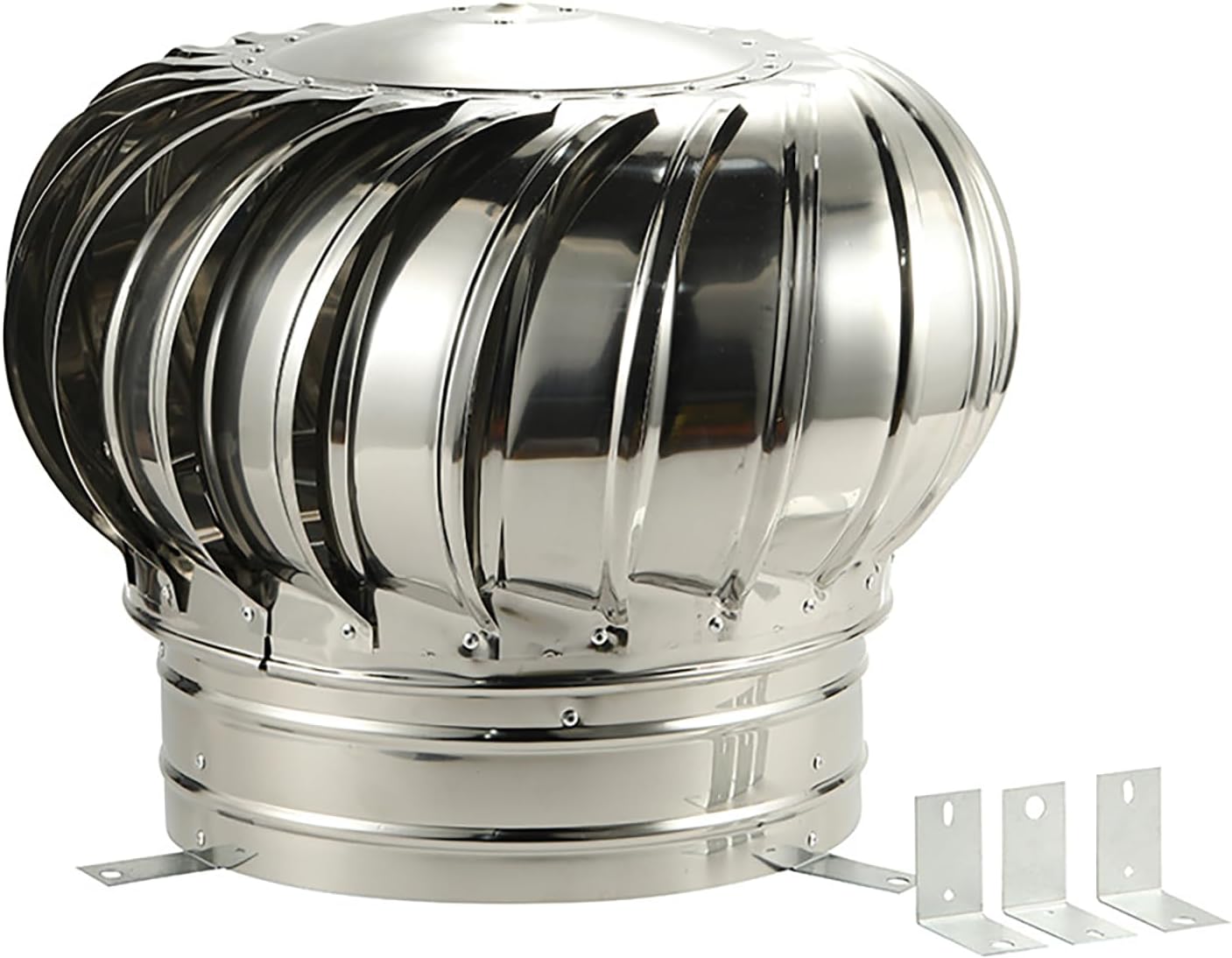 Turbine Ventilator - Rotary Stainless Steel Chimney Cowl, Vent Top Exhaust Cap Flue Pipe Cover (110-400mm) for Houses Factory Attic Farm (304 400mm)