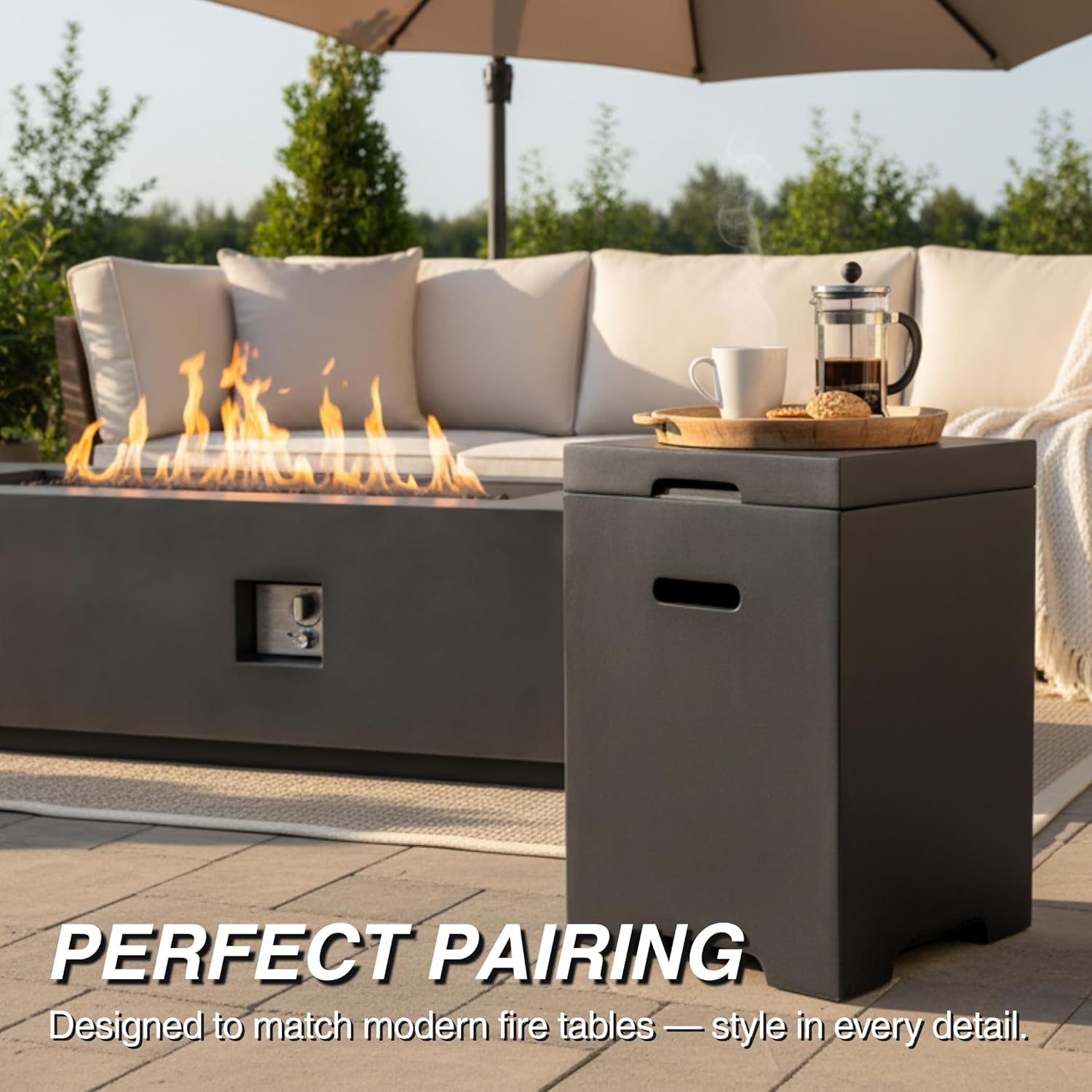 Propane Tank Cover, Outdoor Cylinder Hideaway Table for 20 lb Propane Tanks, Outdoor Side Table for Fire Pit for Gas Fire Pit and Gas Griddle