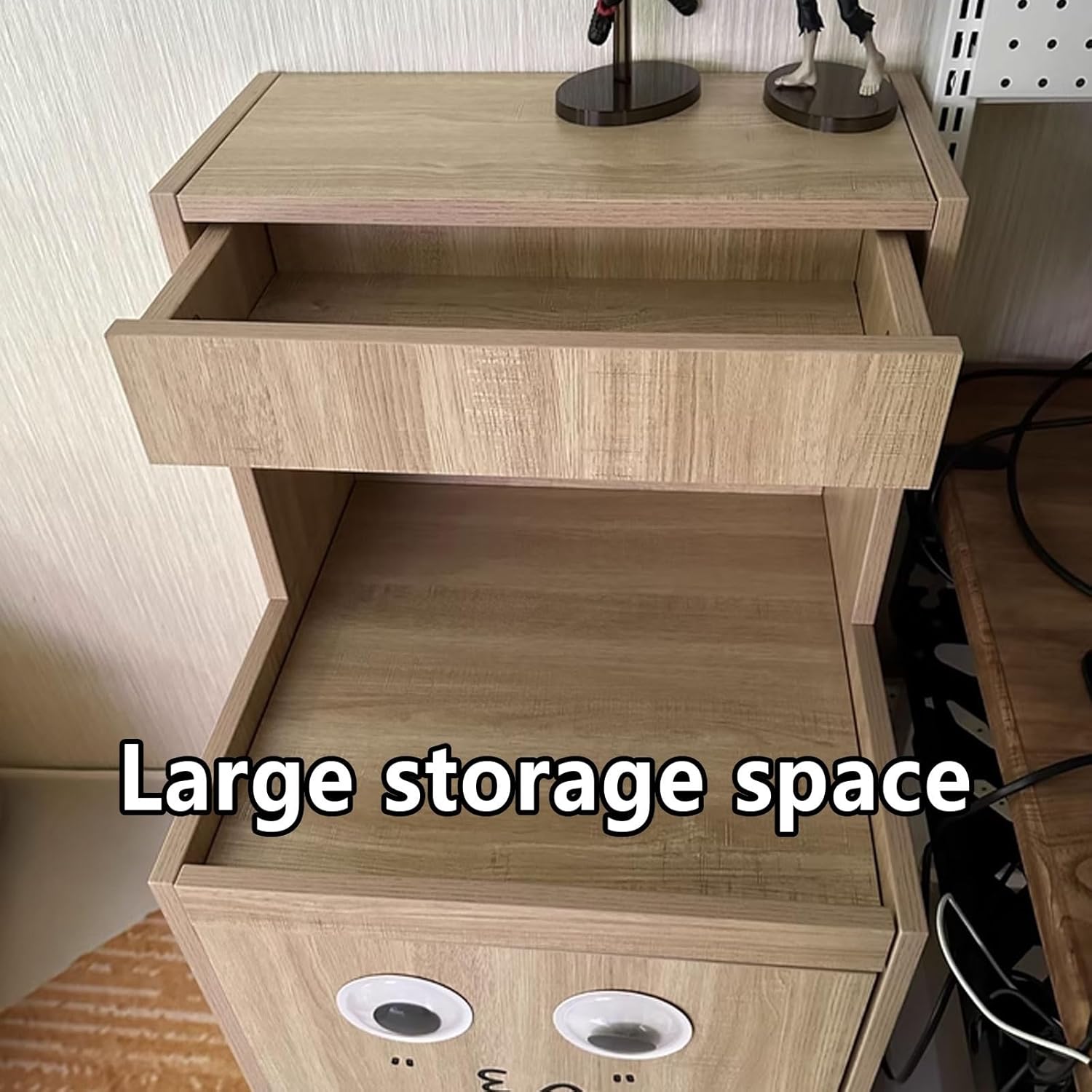 Robot Vacuum Cabinet Small Storage Cabinet with Drawers and Pull-Out Layer Modern end Table Multilayer Board Material Tabletop Can Bear 10kg 50 * 50 * 100CM(Natural)