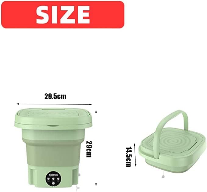 Washing Machine Portable, Mini Foldable Washer and Spin Dryer Small Foldable Bucket Washer for Camping, RV, Travel, Small Spaces, Lightweight and Easy to Carry (Bigg Size 8L Green)