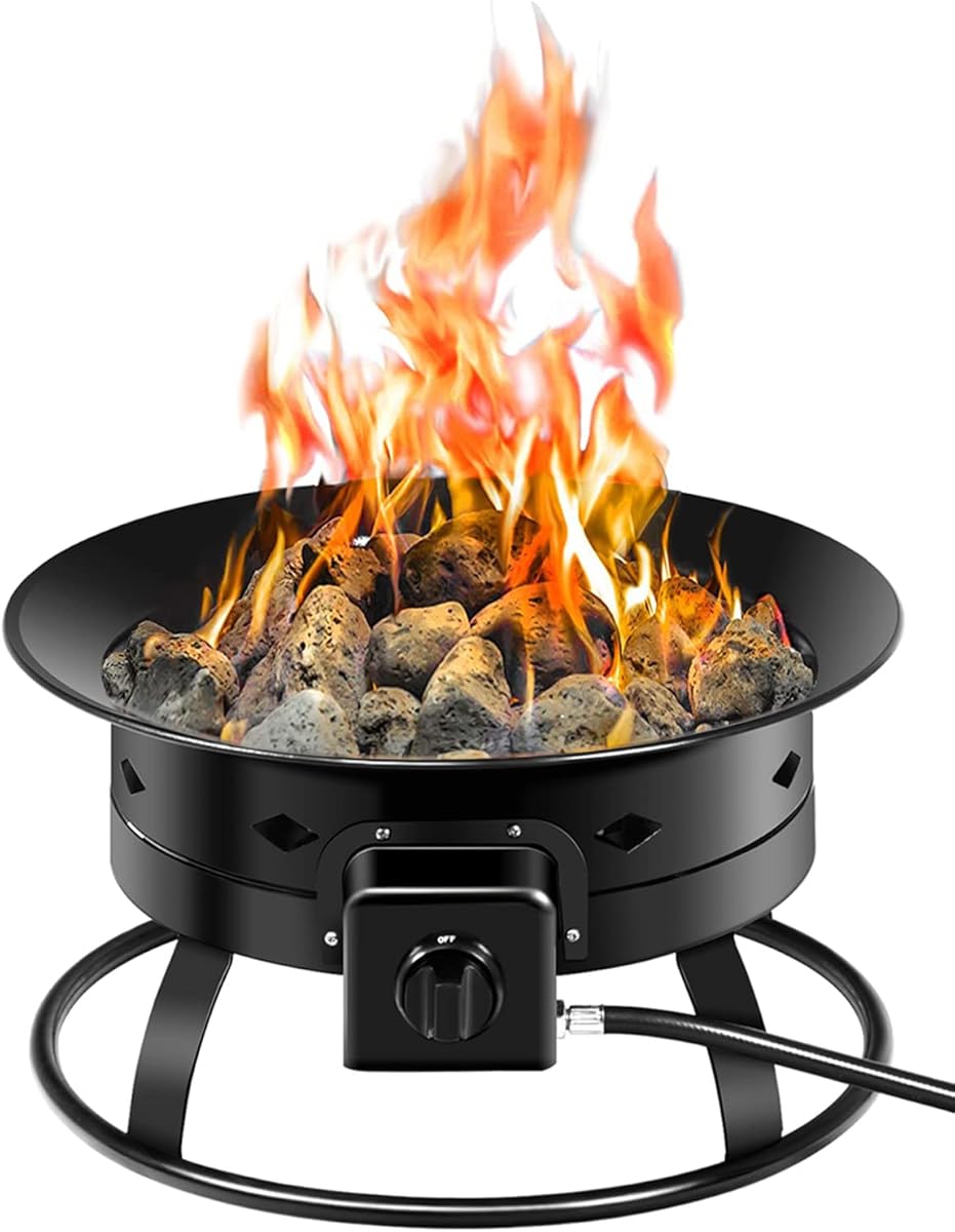 ARLIME Gas Fire Pit Outdoor Portable Propane Fire Bowl, Gas Fireflame Pit Bowl 19