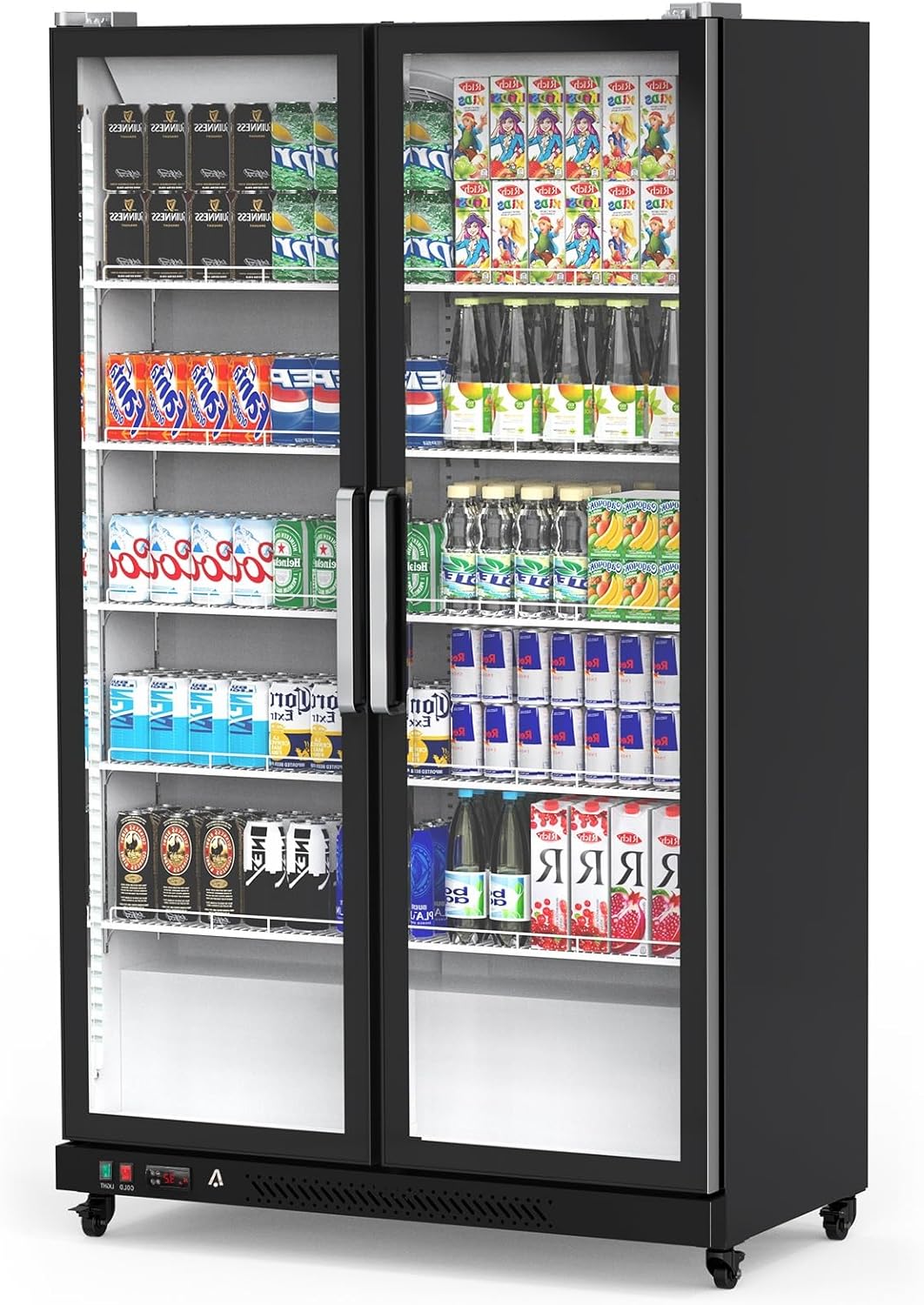 39 Cu.Ft Beverage Refrigerator - Commercial Beverage Cooler Merchandiser With Lightbox, Upright Commercial Display Fridge